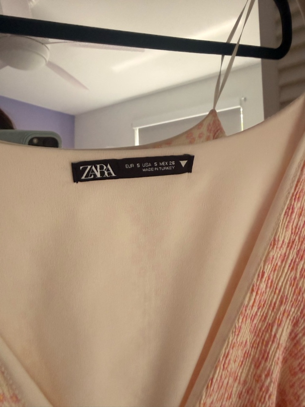 Zara smocked Blush Floral Shirred V-Neck Mini Dress - Picture 5 of 6